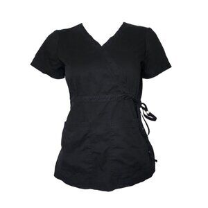 Koi Scrub Top Womens Size XS Black Short Sleeve V Neck by Kathy Peterson